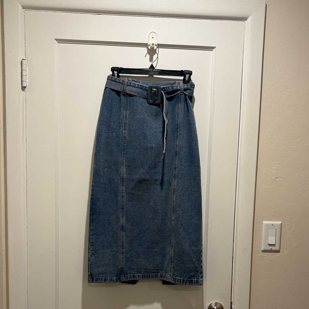 Classic Blue Denim Pencil Skirt